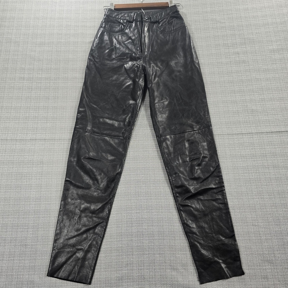 Vintage Wilson's Leather Women's 6 Black High Rise Tapered Leather Pants 1980s
